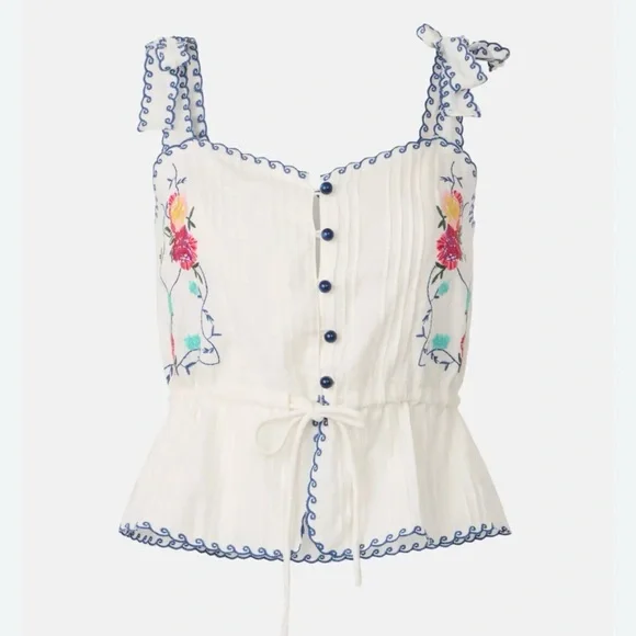 Hunter Bell Paisley embroidered cross stitch top NWT XL - Picture 1 of 3